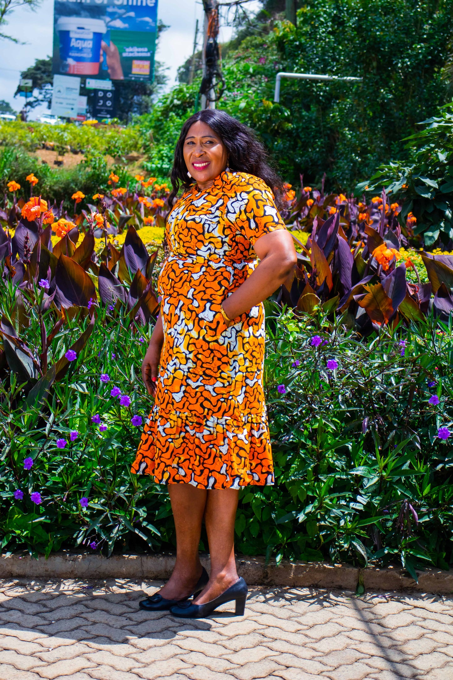 A-Line dress with bottom ruffles