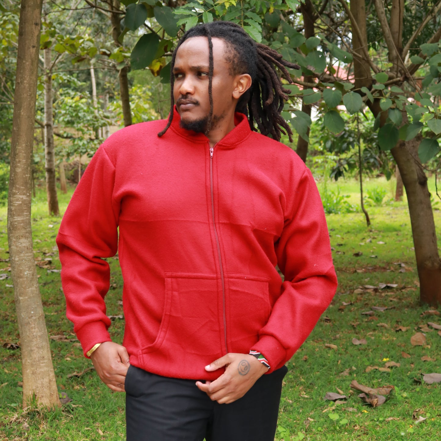 Hoodies - Maroon Fleece zip-up hoodie