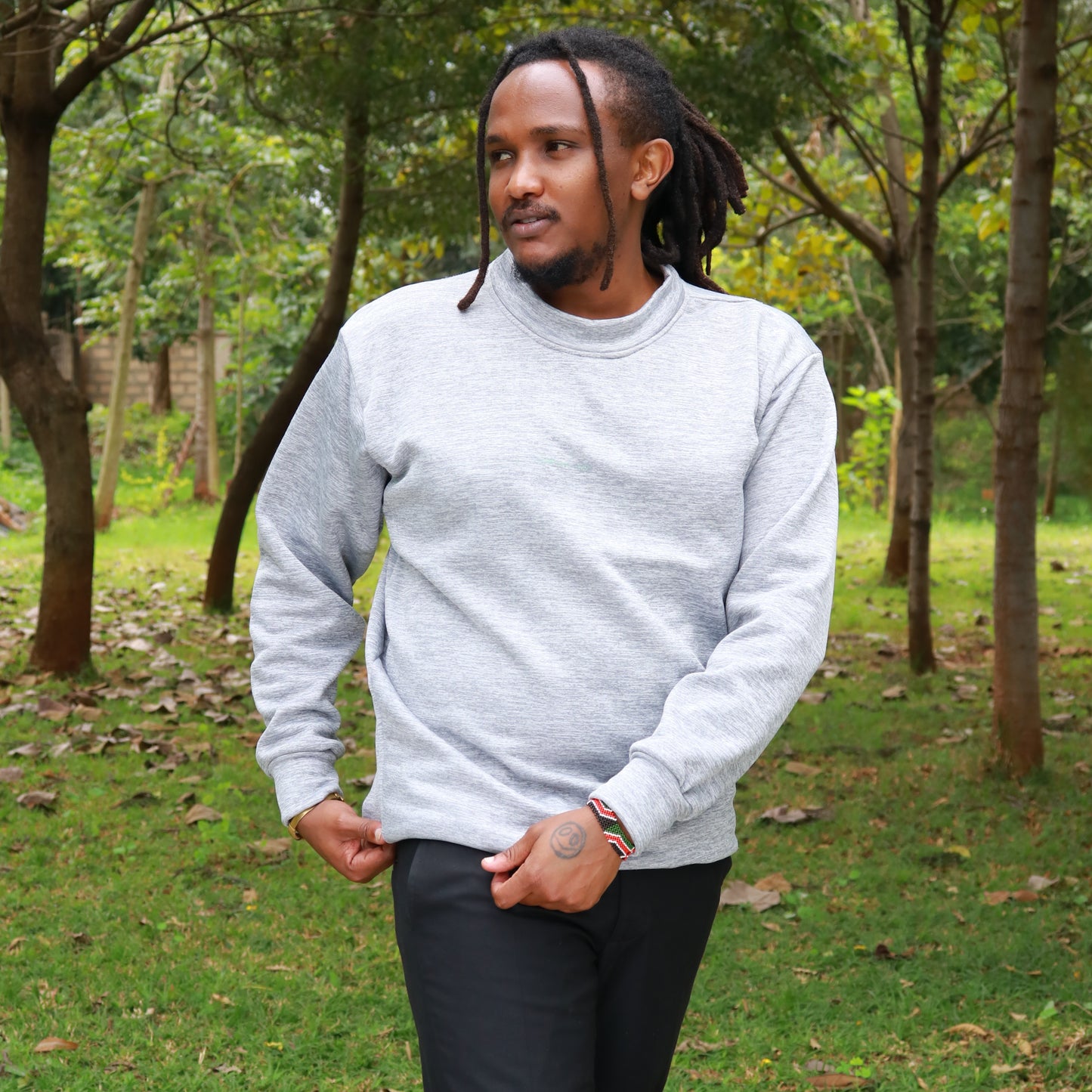 Hoodie - Light grey fleece pullover hoodie