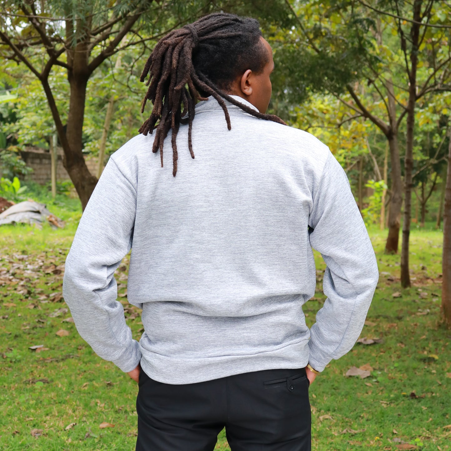 Hoodie - Light grey fleece pullover hoodie