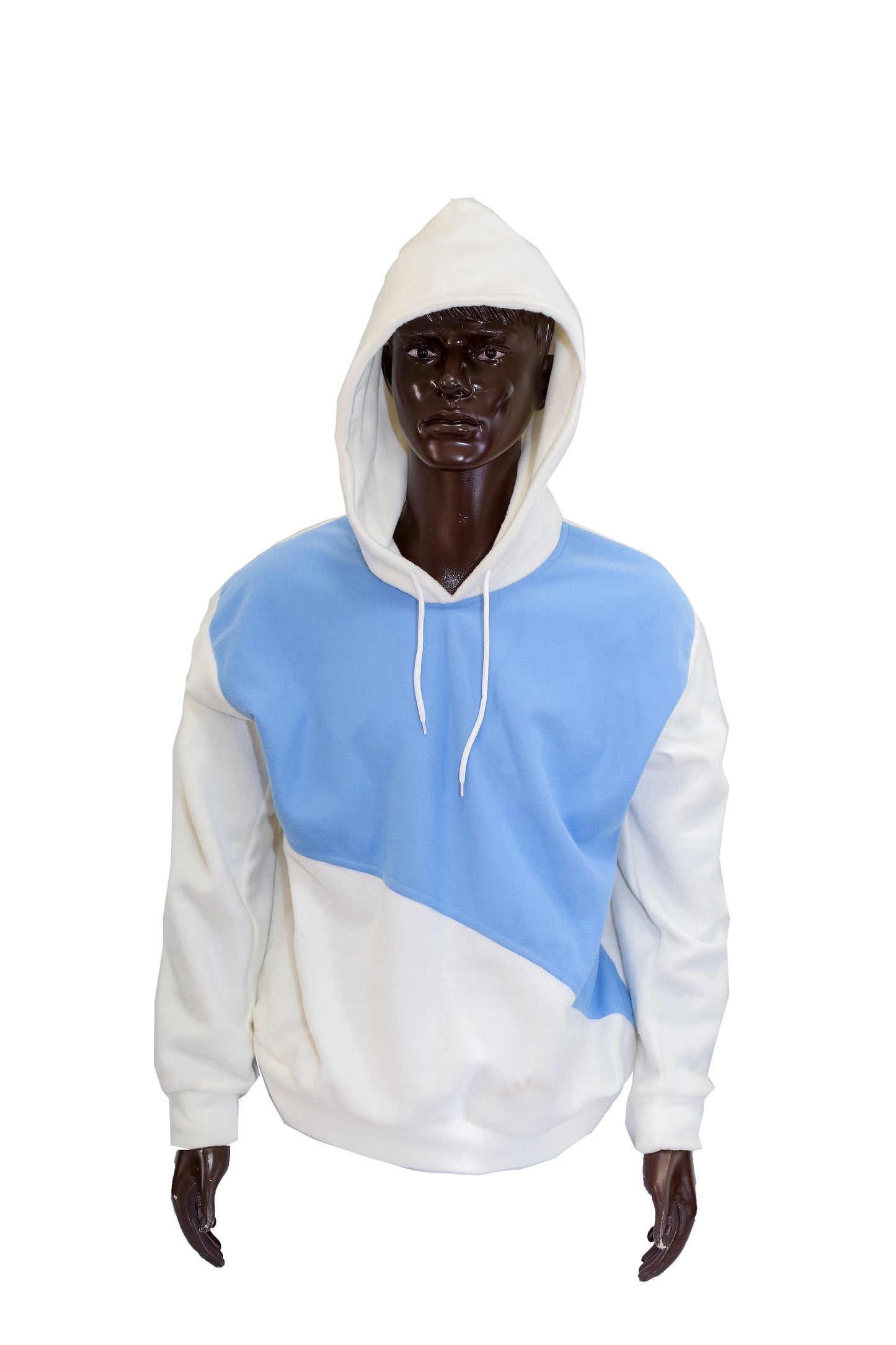 Hoodie - Mix match White & light blue