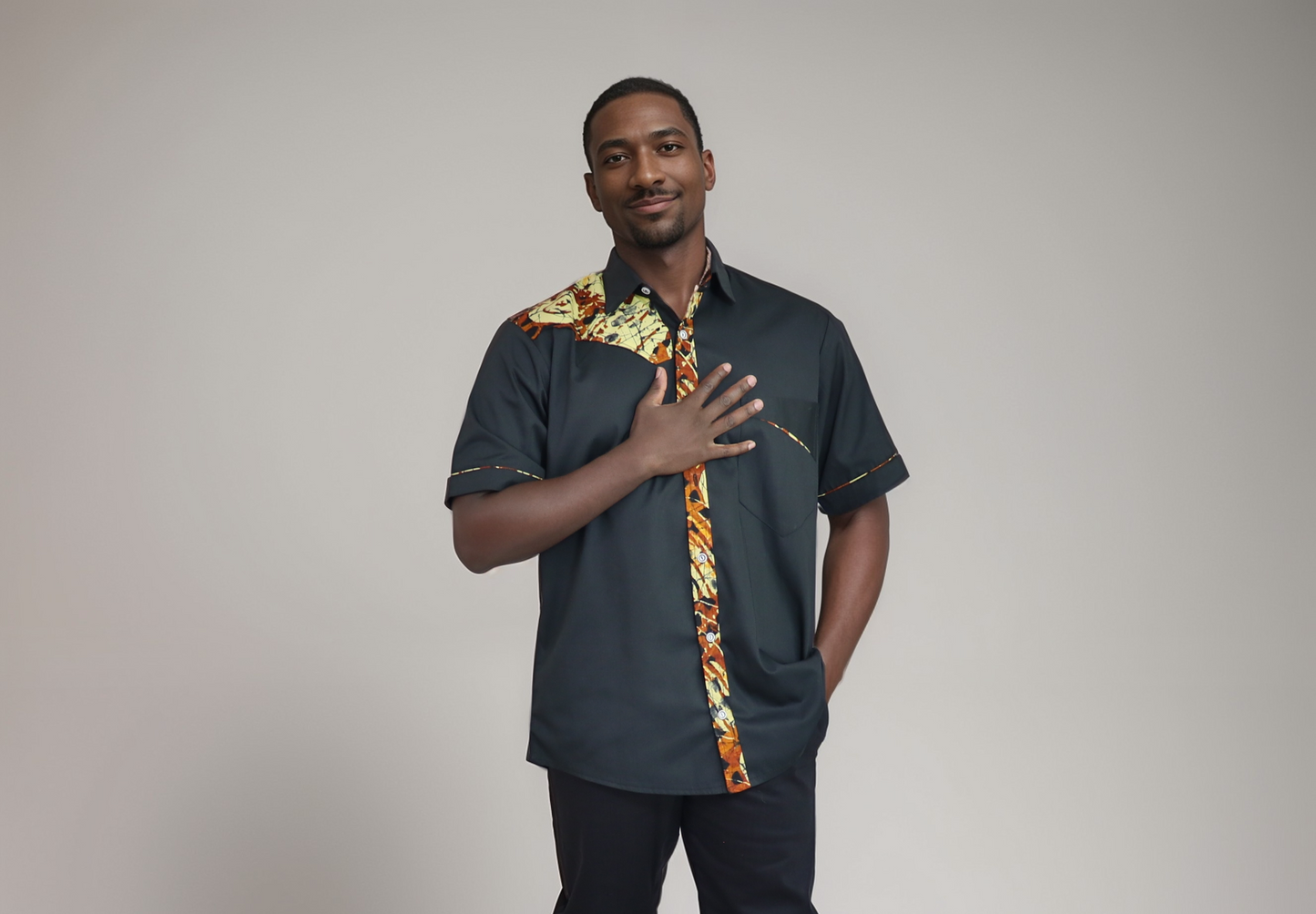 Short sleeve shirt - Mix Match on chest and binding at back shirt yoke.
