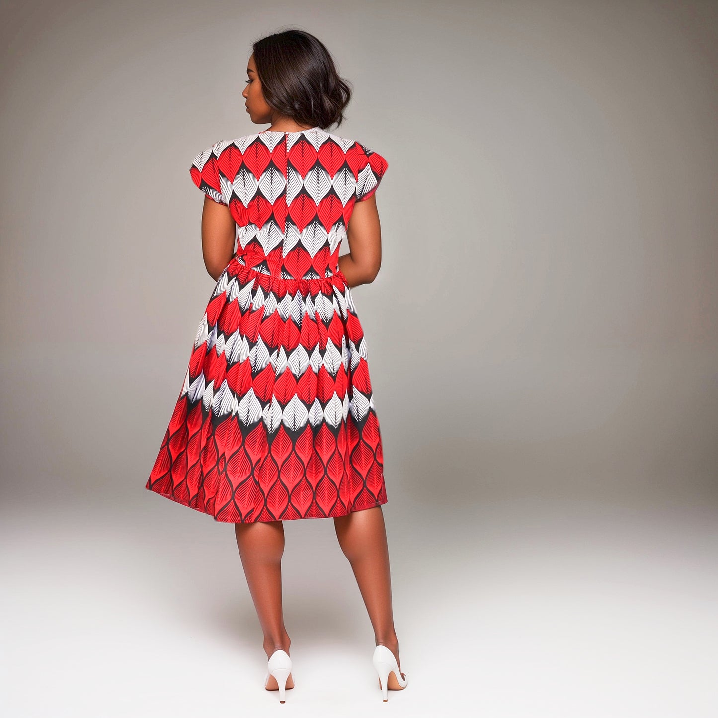 Bouffant- Red, white, and black motif