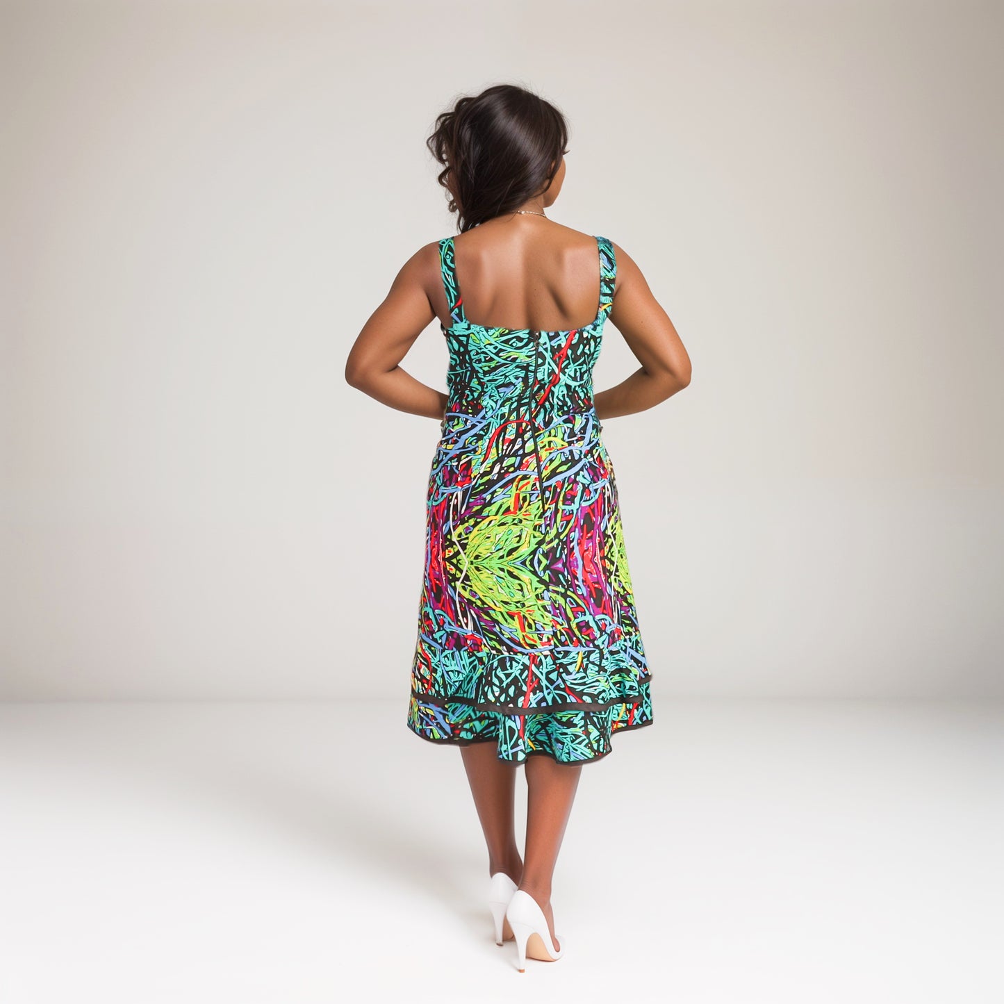 Apron-Turquoise green red yellow and light blue