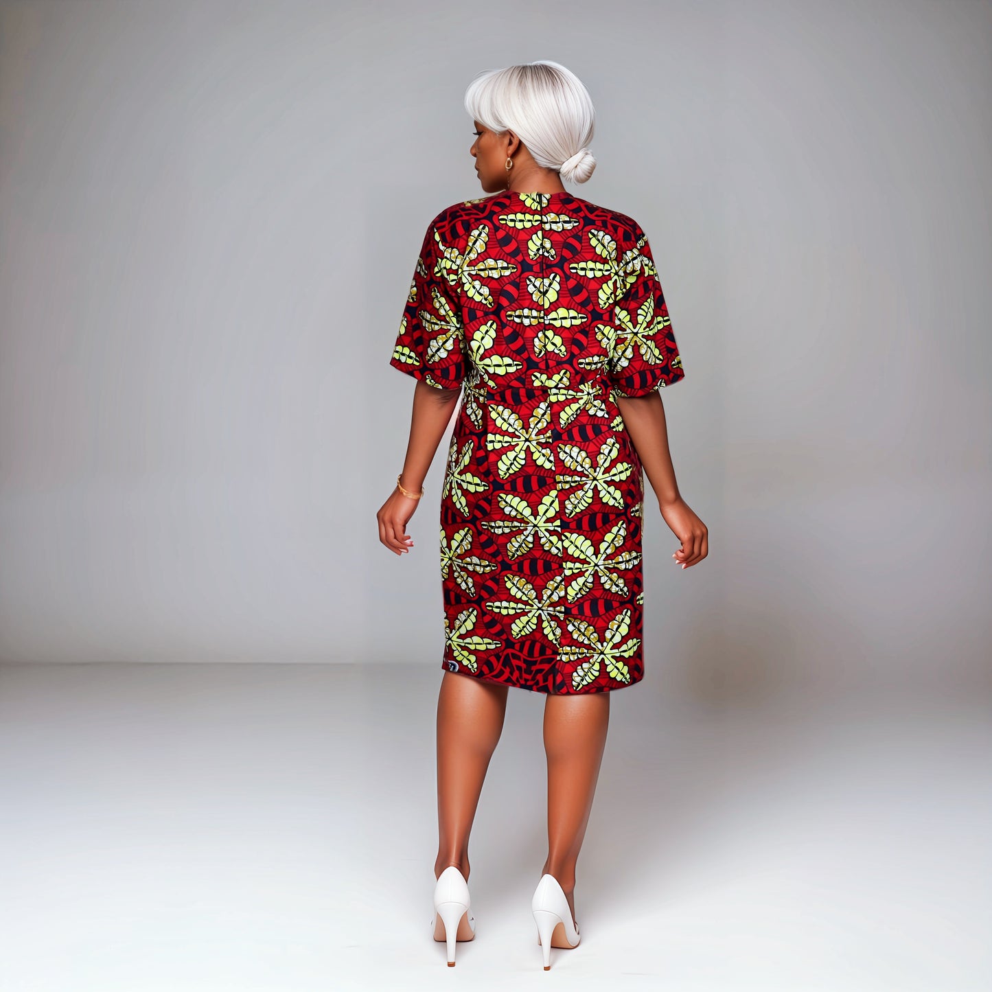 Sheath-Floral Red navy blue yellow and white