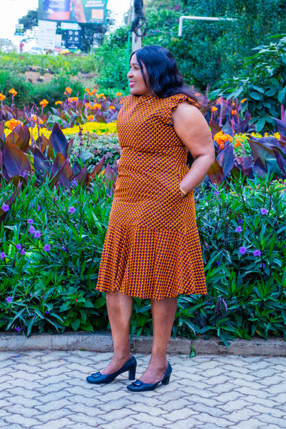 A-Line dress with tulip shape flared bottom