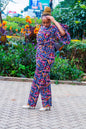 Two Piece Palazzo with brown, black, white  prints motif