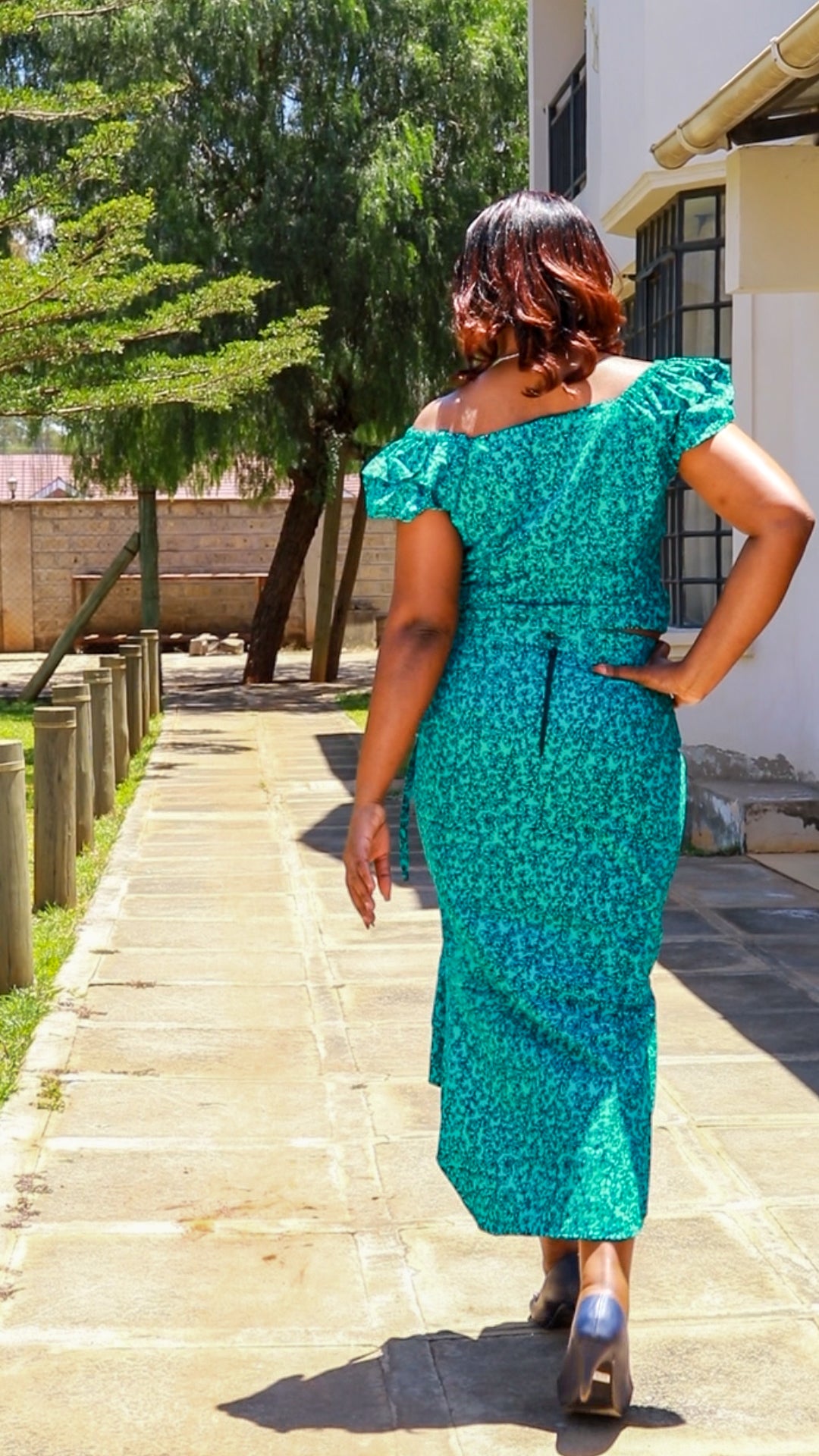 Rufflette-Skirt and top-  Turqouise green  and black floral motif