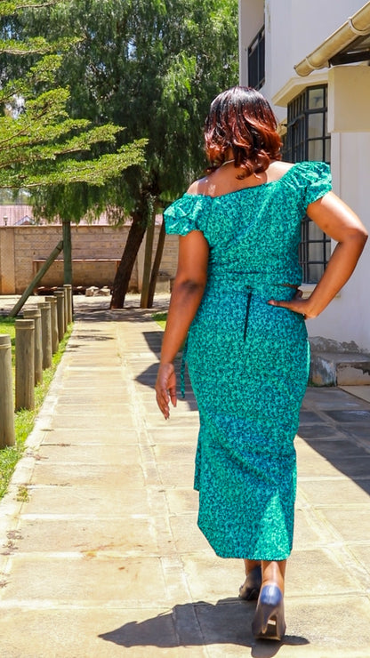 Rufflette-Skirt and top-  Turqouise green  and black floral motif