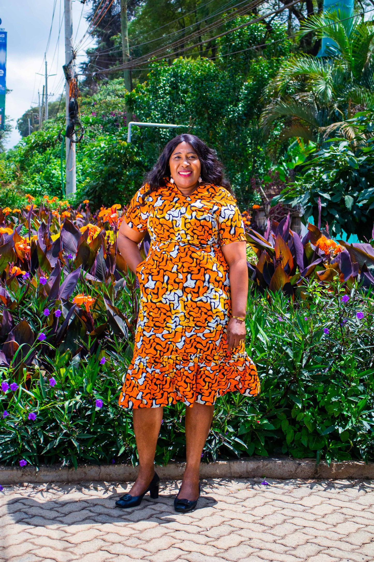 A-Line dress with bottom ruffles