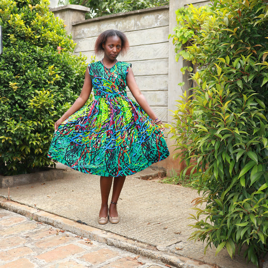 Bouffont - Turquoise with coloured prints