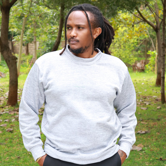Hoodie - Light grey fleece pullover hoodie