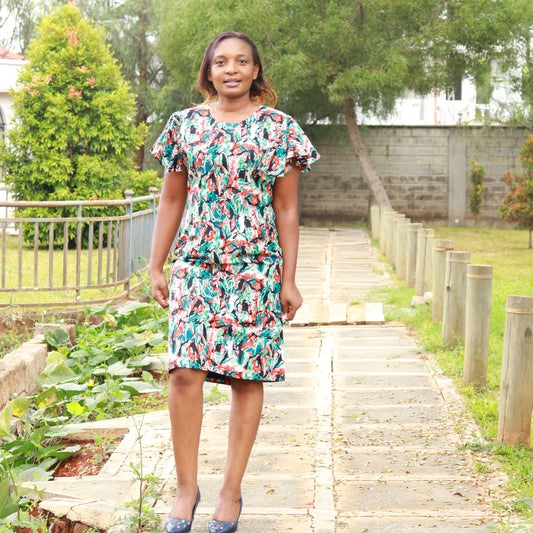 Sheath - Floral navy blue