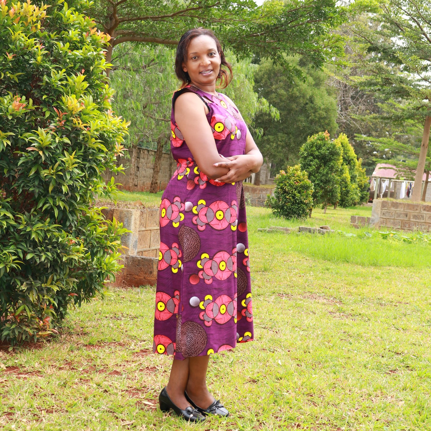 Tunic - Purple with yellow circles motif