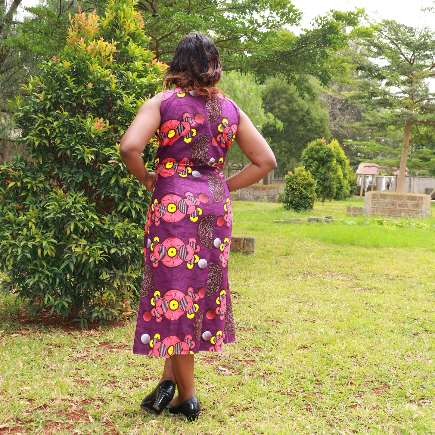 Tunic - Purple with yellow circles motif