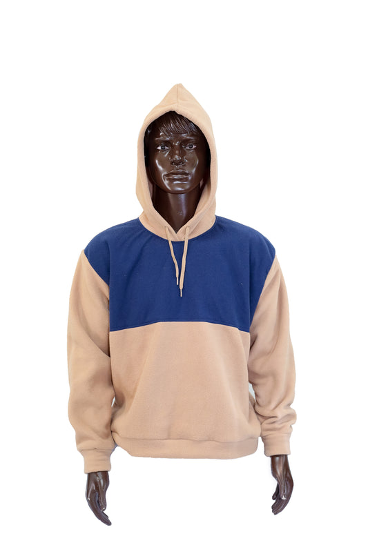 Hoodie - Pullover Hoodie mix match dark cream and navy blue