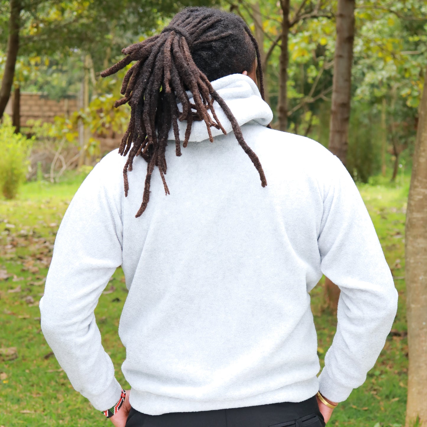 Hoodie - Grey and Navy blue Fleece Pullover Hoodie