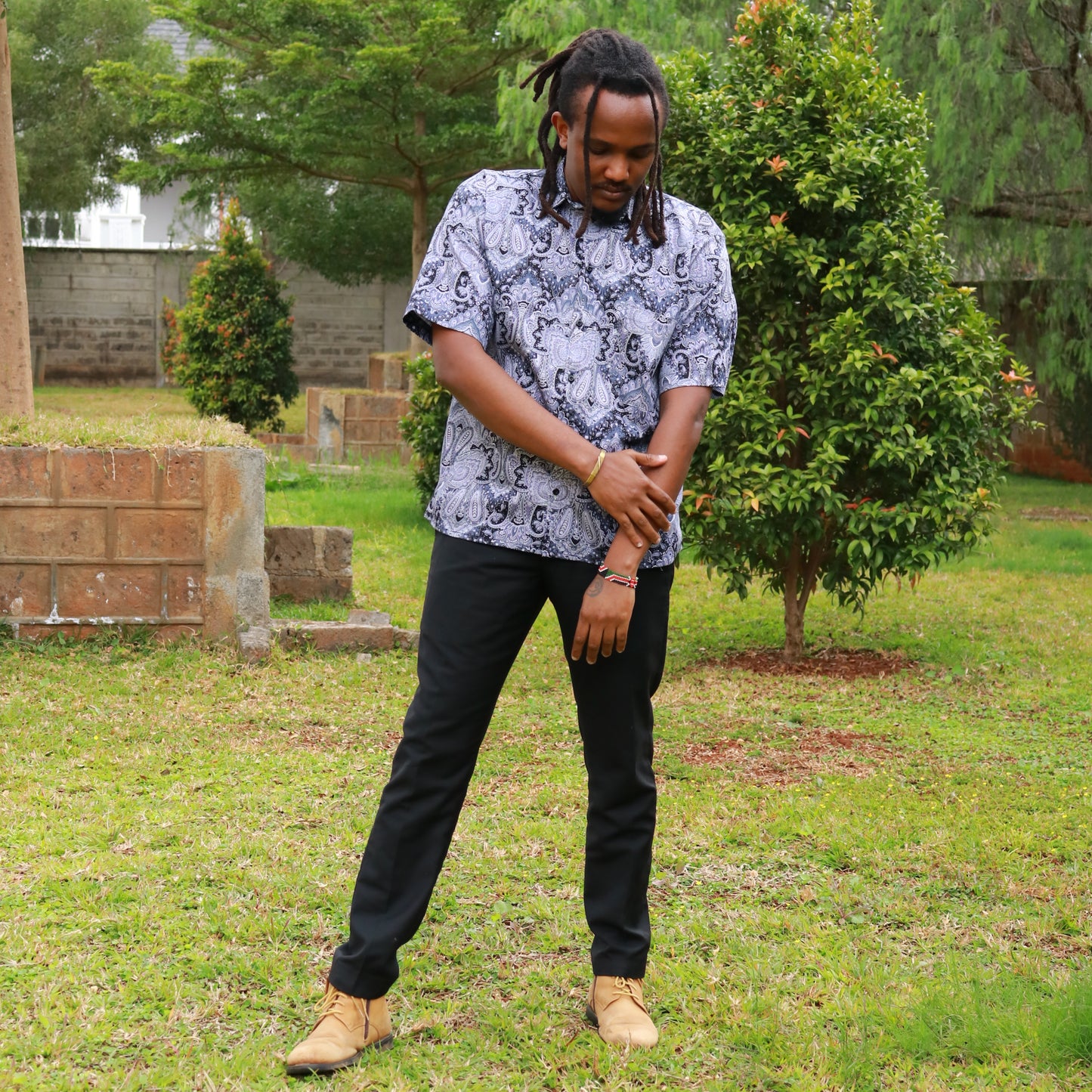Short sleeve Shirt - black,  multi floral