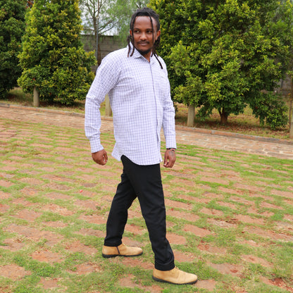 Long sleeve Shirt - Checked white & grey