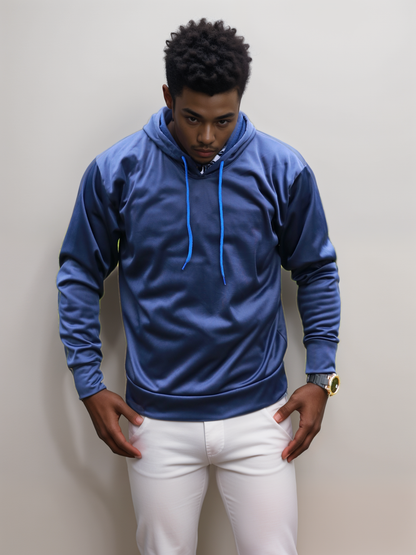 Hoodie - Navy blue - light navy blue fleece material