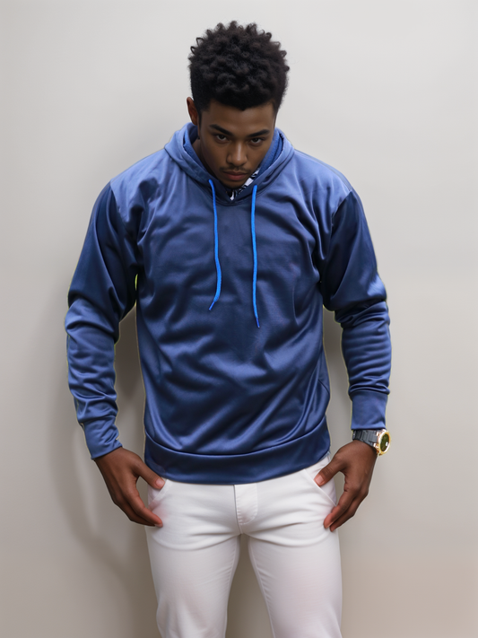 Hoodie - Navy blue - light navy blue fleece material