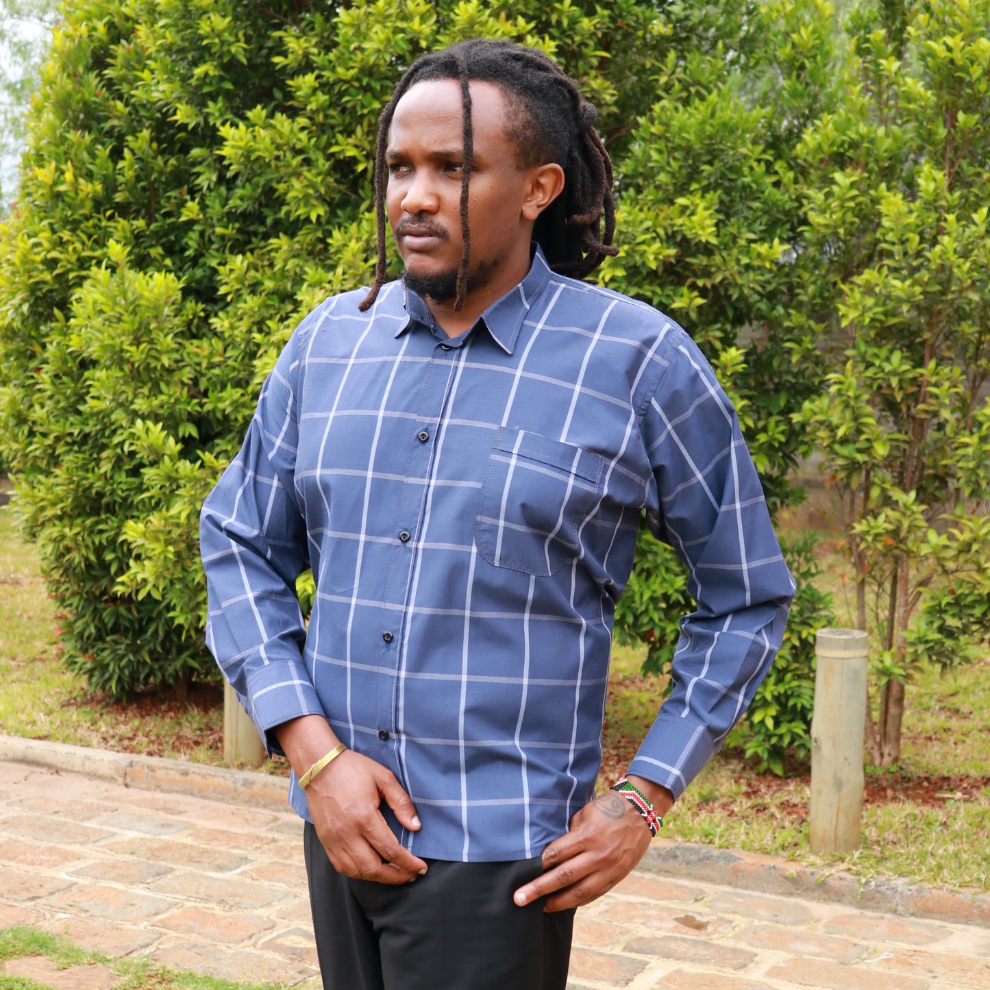 Long sleeve shirt -  Blue checked