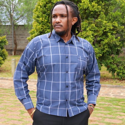 Long sleeve shirt -  Blue checked