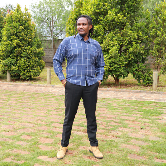 Long sleeve shirt -  Blue checked