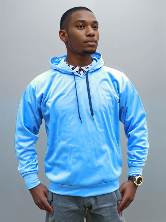 Hoodie- Light blue pullover hoodie with light fleeze material