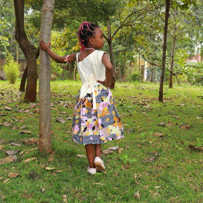 Tweens - cream bodice: skirt floral motif