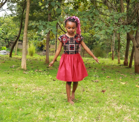 Primary - red, squared & doted motif