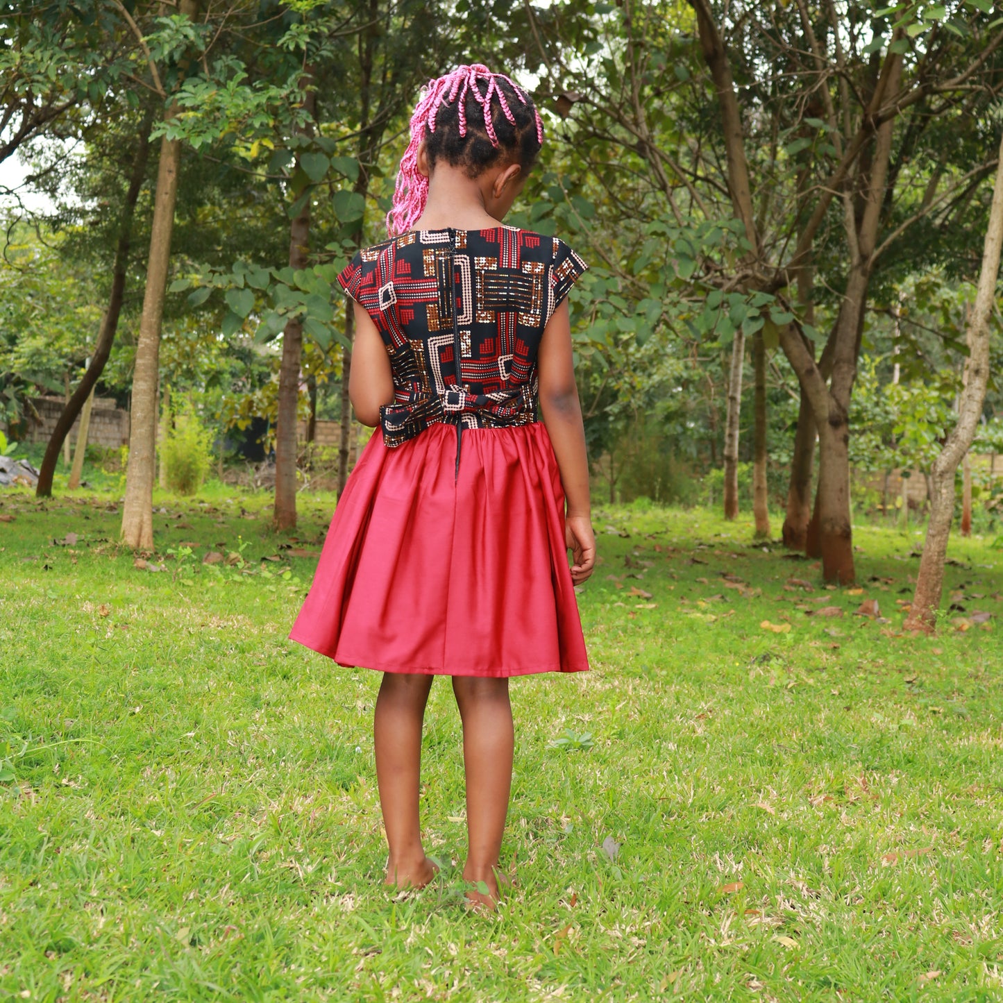 Primary - red, squared & doted motif