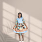 Tweens-Plain light blue   Skirt  and ruffles of  cream brown  colours motif