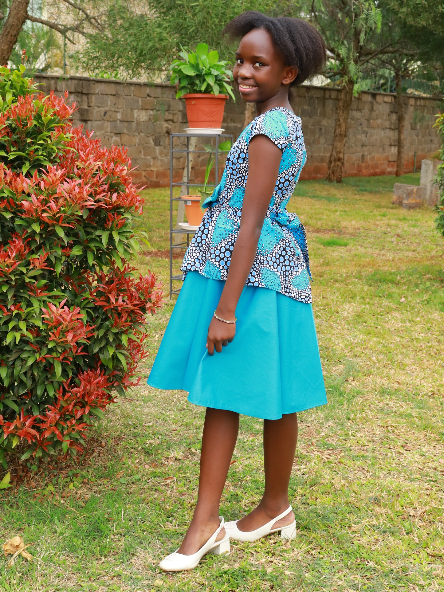 Tweens - Mix match. African cotton and  polyester/cotton skirt