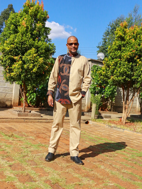 Casual smart 2 Piece.  Medium size.  Polyester cotton.  African print contrast.