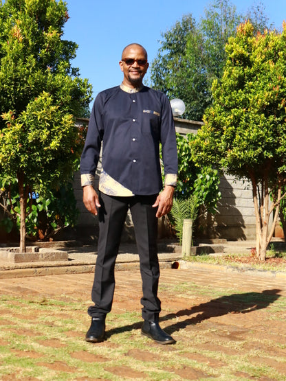 Casual Smart 2 Piece- Small Size, Navy blue, contrast combat fabric
