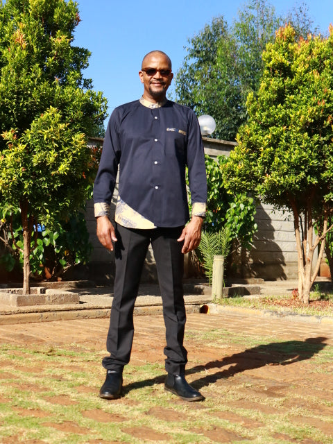 Casual Smart 2 Piece- Small Size, Navy blue, contrast combat fabric