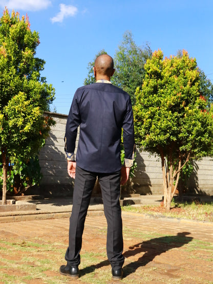 Casual Smart 2 Piece- Small Size, Navy blue, contrast combat fabric