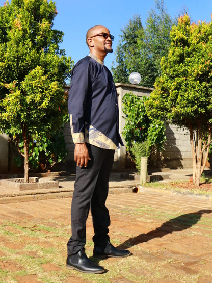 Casual Smart 2 Piece- Small Size, Navy blue, contrast combat fabric