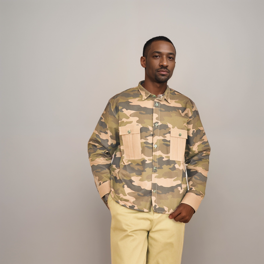 Long sleeve shirt - Camouflage khaki light brown and green