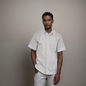 Short sleeve shirt - White with grey lines